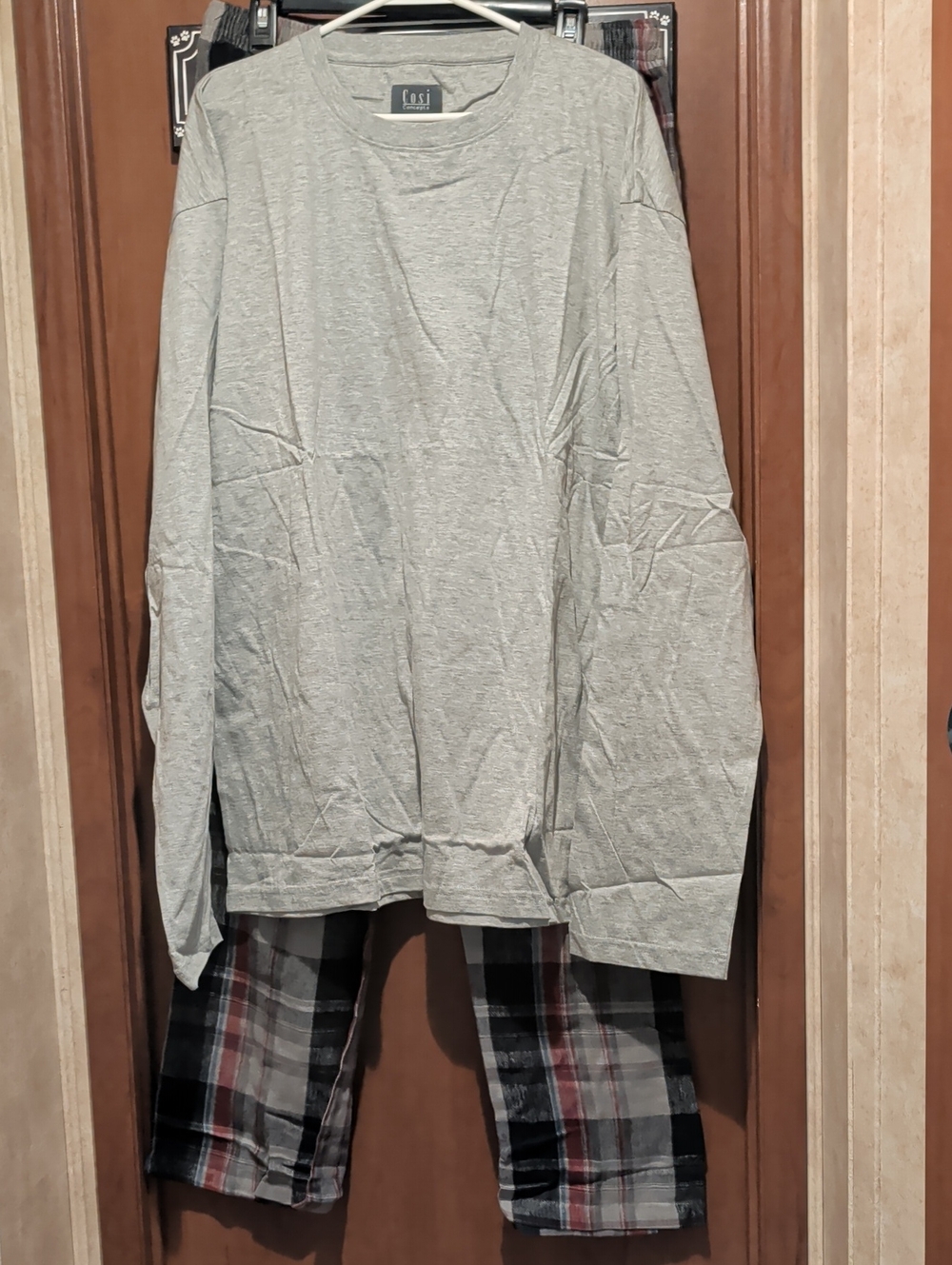 Cosi Light Gray Long-Sleeve Men's Shirt And Pants - Sleep Wear